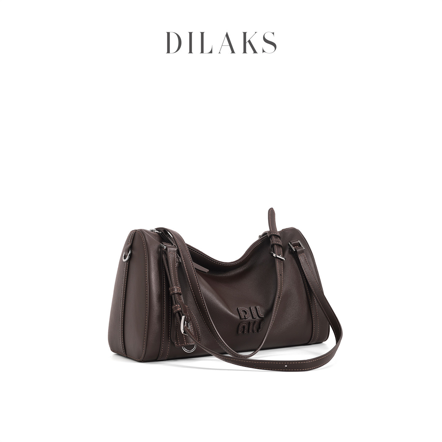 DILAKS迪莱克丝2026新款单肩波士顿包收纳通勤斜挎大包包真皮女包,淘宝优惠券,粉丝福利购,淘宝优惠卷