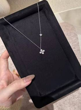 2026新品双生四叶草项链女轻奢小众设计感锁骨链时尚潮流精致礼物