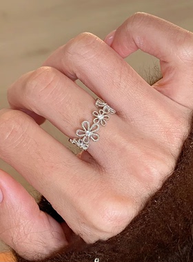 蕾丝花环戒指女生小众设计精致高级感甜美时尚送礼物食指戒指环