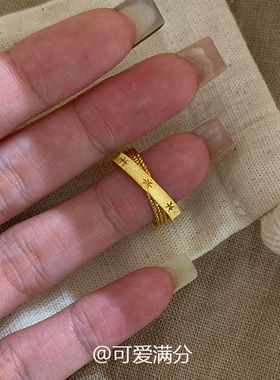 超闪！水星记小双环戒指女洗澡不掉色食指戒vintager中古小众指环