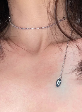 粉色仿锆石项链女款2025新款锁骨链高级感轻奢小众气质choker颈链