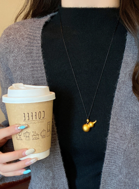 新中式沙金葫芦项链女款2026新款王嘉尔同款高级感长款吊坠毛衣链
