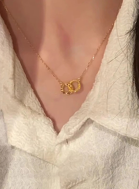 爆闪碎碎冰项链高级感轻奢小众配饰女环环相扣锁骨链女款2025新款