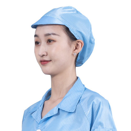 小工帽防静电帽子无尘帽防尘无尘车间工厂工作帽专用网格蓝黄粉白 - 图3