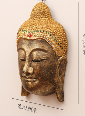 东南亚风金箔柚木雕刻墙饰工艺品