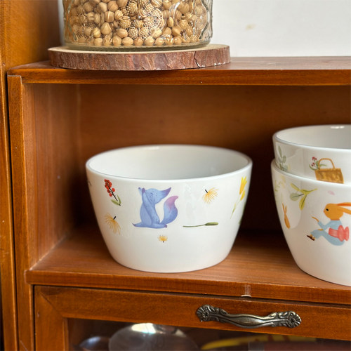 北府 【一套装】韩式动物乐园骨瓷小碗米饭碗甜品碗陶瓷餐具 包邮 - 图3