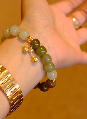 天然和田玉彩色老型珠,晴水，湖水绿，糖色，蜂蜜水，10mms925银