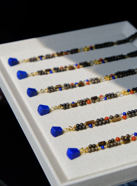 水木三清沉香与青金石的邂逅手链项链两用保真天然沉香青金石水晶