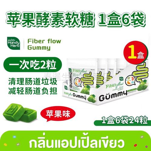 泰国7-11青苹果软糖HandyHerbFiberFlow膳食纤维酵素拉屎清宿便 - 图1