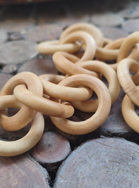 小木链条木环装饰摆件PuzzleChain手工木艺包包链配饰