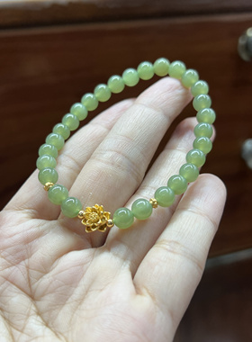 s925银和田玉手串 精品手串 高质量 百搭款 晴水手串 天然玉石