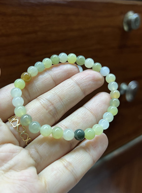 天然和田玉多彩绿色手串国风中式简约玉石手链送女友闺蜜生日礼物