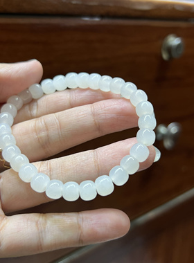 天然和田玉手链白玉老型珠保真正品送礼送女友闺蜜生日礼物简约