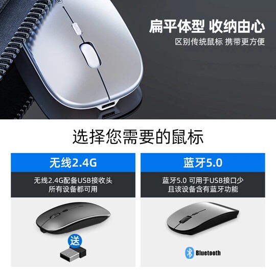 Silent and rechargeable wireless mouse