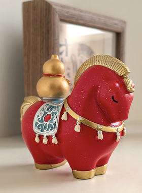 态生活国潮风马上有钱茶宠摆件高颜值客厅玄关电视柜桌面家居装饰