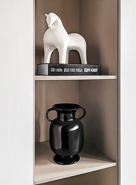 态生活 ins轻奢风马年黑白陶瓷装饰品摆设电视柜书柜高级感小摆件