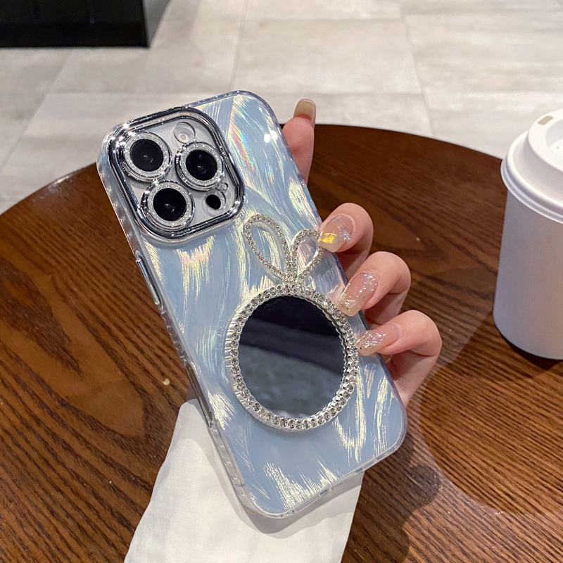 精孔羽纱适用步步高S19新款小熊补妆镜子手机壳vivoY52s创意闪粉镜头y200i女可爱水钻全包高级感软边保护套 - 图2