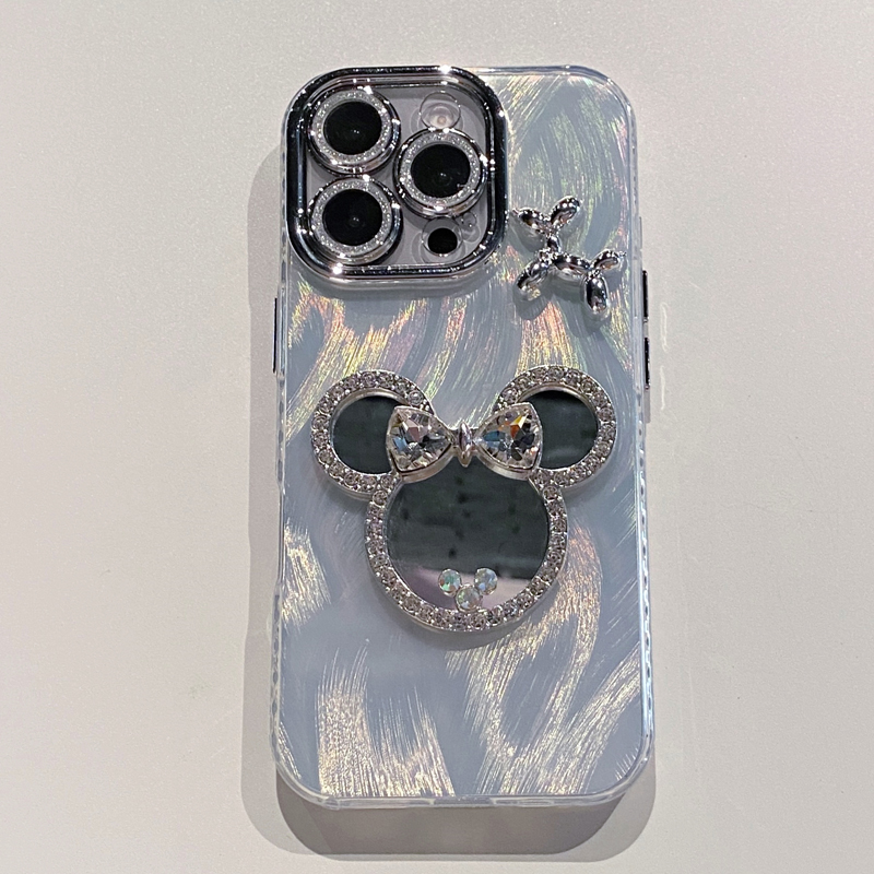 精孔羽纱适用步步高S19新款小熊补妆镜子手机壳vivoY52s创意闪粉镜头y200i女可爱水钻全包高级感软边保护套 - 图3