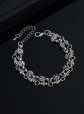 跨境热销网红雪梨蛇蛇花型十字架手链男女个性潮酷时尚情侣手