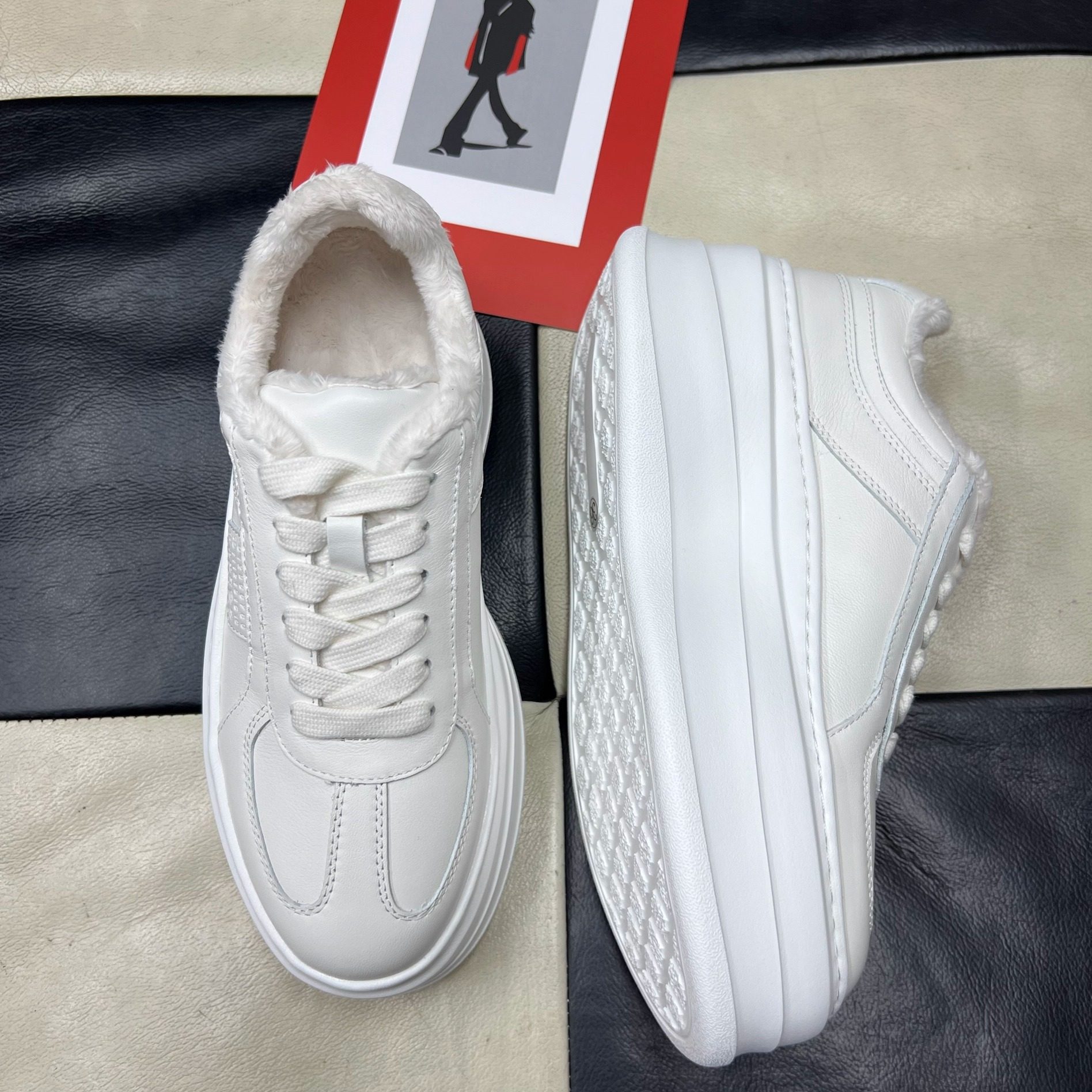 大厂品质 6cm跟台版牛皮面加绒内里轻便舒适百搭时尚通勤小白鞋女,淘宝优惠券,粉丝福利购,淘宝优惠卷