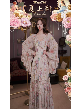 0729直播126洛可可早秋珍藏·花海人鱼.重工蝴蝶袖打揽连衣裙