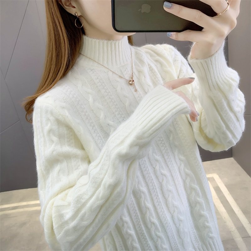 2025秋冬新款半高领针织衫麻花套头女装时尚洋气女装毛衣打底衫,淘宝优惠券,粉丝福利购,淘宝优惠卷