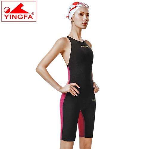 英发快速泳衣 连体泳衣比赛鲨鱼皮五分及膝FINA认证 快速闪电系列 - 图2