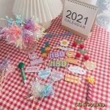 Выпечка декоративная корейская ретро -ромашка засмеялась сетка лица, маленький флажник вишневый дождь шелк шелк мужчина девочка торт 插