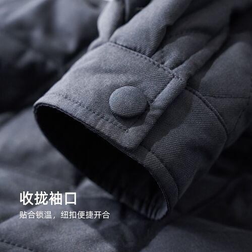 IHIMI海谧菱格收腰风衣式棉服女冬季长款大翻领棉衣 - 图3