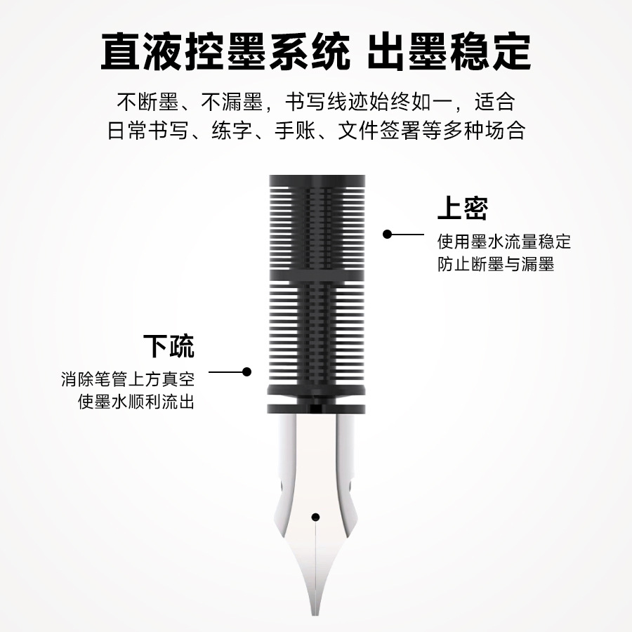 FP32直液式大容量练字钢笔跨境速干莫兰迪蓝色系可擦书写笔 - 图2