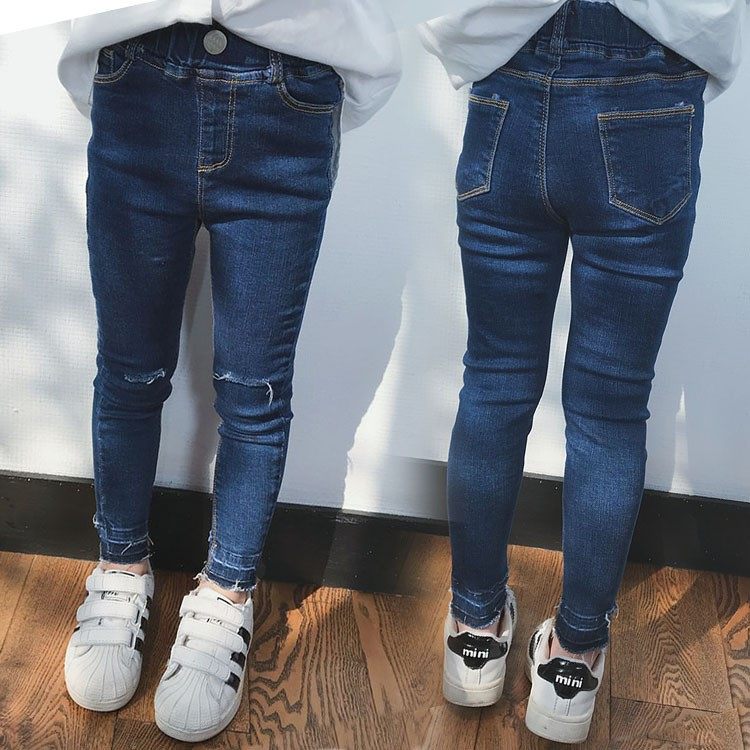 女童紧身牛仔裤2025春秋装新款儿童装破洞弹力裤子百搭小脚裤长裤,淘宝优惠券,粉丝福利购,淘宝优惠卷