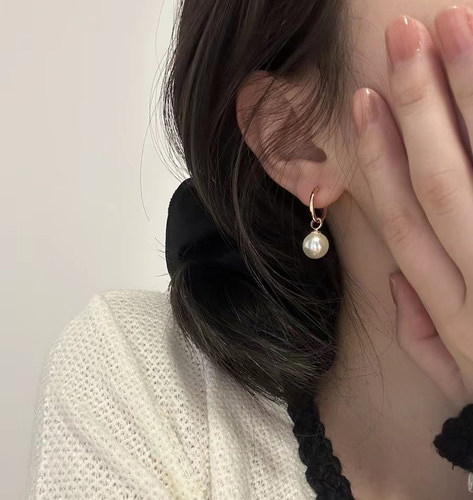 925银针防过敏珍珠耳环日常简约百搭耳钉韩版气质耳扣高级耳饰 - 图1