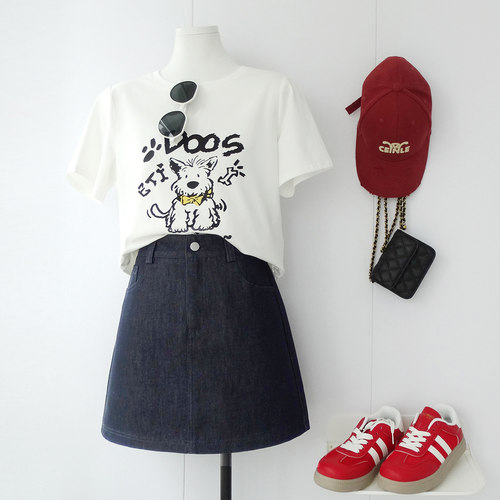 天丝仿牛仔A字短裙2025夏季新款藏青色丹宁色高腰半身裙梨形显瘦 - 图0