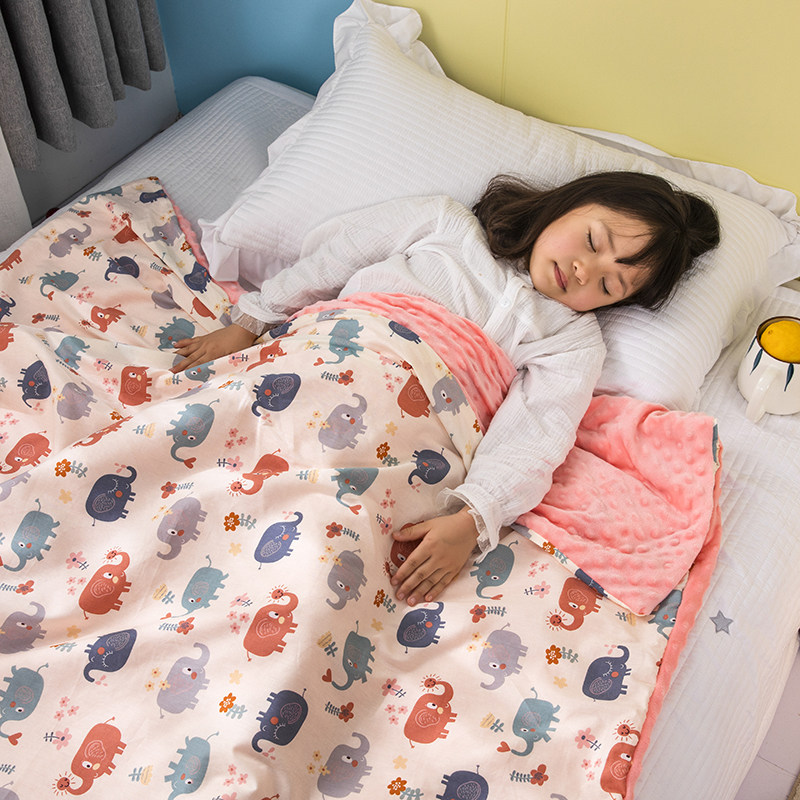 全棉儿童安抚豆豆毯被套幼儿园午睡盖毯纯棉被罩毯子婴儿宝宝毛毯