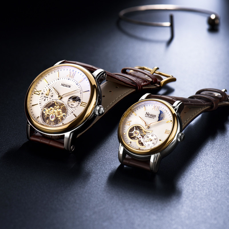 正品尼尚情侣一对价全自动男女表 nesun尼尚国产腕表