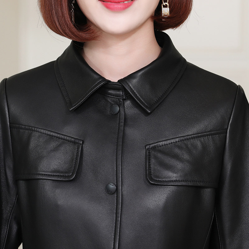 真皮皮衣女中长款2024新款秋修身气质妈妈海宁绵羊皮单装大衣外套,淘宝优惠券,粉丝福利购,淘宝优惠卷