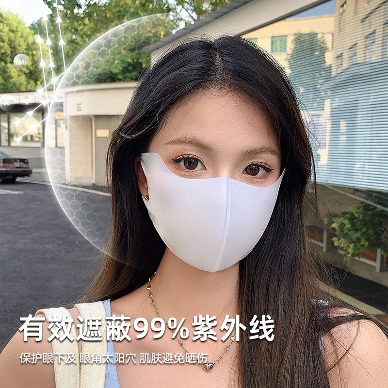 3D立体无痕防晒口罩女高颜值2024新款夏季防紫外线护眼角冰丝面罩 - 图2