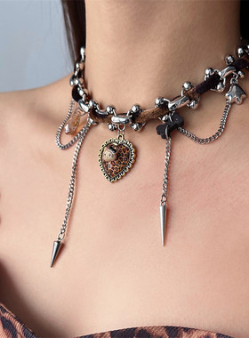 【甜酷复古】铆钉设计感皮质链条