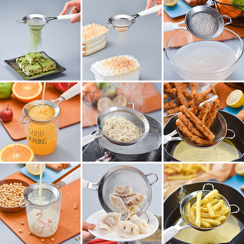 展艺304不锈钢面粉筛子过滤网筛器家用细筛网筛月饼烘焙专用工具 - 图3