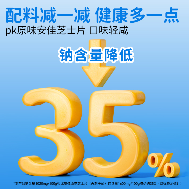 安佳减钠芝士片10片即食儿童奶酪棒原材料三明治专用汉堡烘焙家用 - 图0