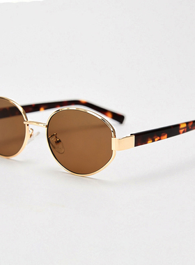 明星同款金属玳瑁茶色老钱风高级感猫眼墨镜男女款潮时尚太阳镜