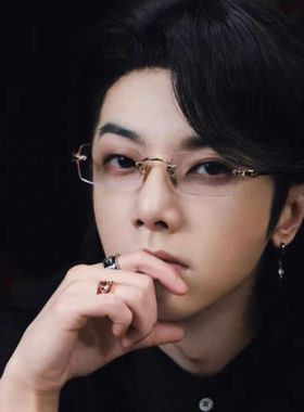 华晨宇同款时尚长方形无框平光镜高级感百搭街拍欧美防蓝光眼镜架