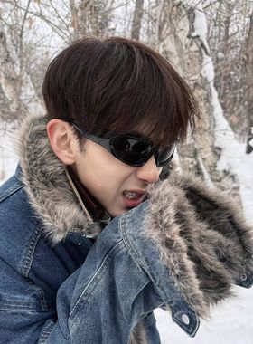 费启鸣同款百搭赛博朋克墨镜男防风骑行眼镜Y2K超酷未来感太阳镜