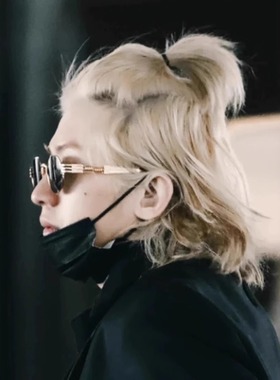 蔡徐坤同款圆形金属偏光墨镜男高级感时尚老钱风凹造型太阳眼镜女