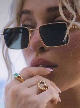 高质感绞花金属超轻近视墨镜女精致方形女显瘦太阳镜茶色欧美跨境