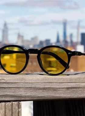 复古港风墨镜女款2025新款高级感圆框小脸绿色框太阳眼镜防紫外线