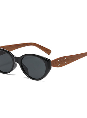 2025新款百搭木纹镜腿猫眼复古墨镜女款潮方圆脸遮颧骨太阳眼镜夏