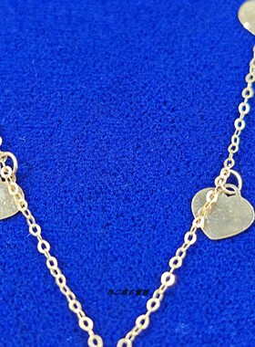 英国Vintage珠宝伯明翰产9K黄金爱心设计项链颈链一体链独特时尚