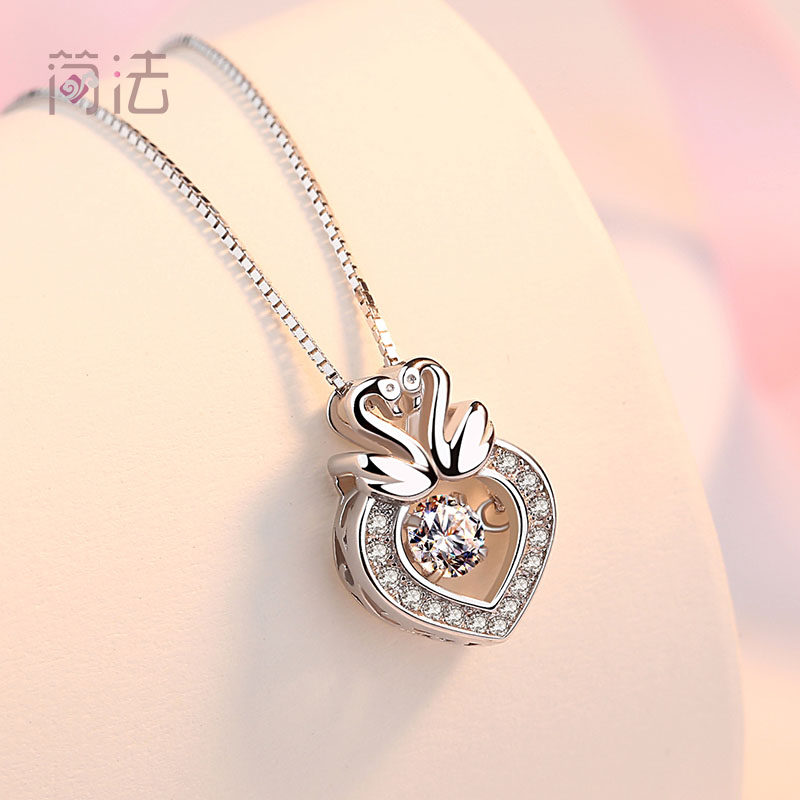 简法女士小天鹅吊坠日韩纯银项链 简法项链