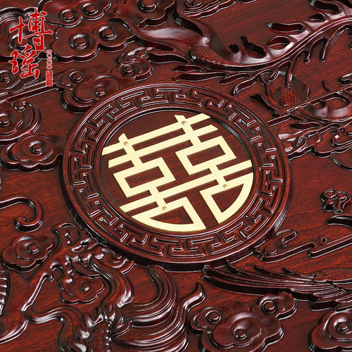 樟木箱陪嫁香樟木箱子龙凤喜婚嫁箱全樟木字画箱木箱实木加厚衣箱 - 图2